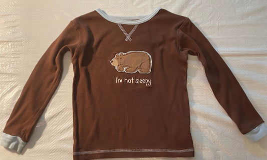 “I’m Not Sleepy” Brown Long Sleeve Toddler Shirt
