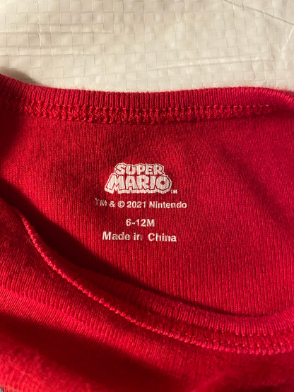 Super Mario & Yoshi “SUPER!” Red Long Sleeve Bodysuit – 6-12M