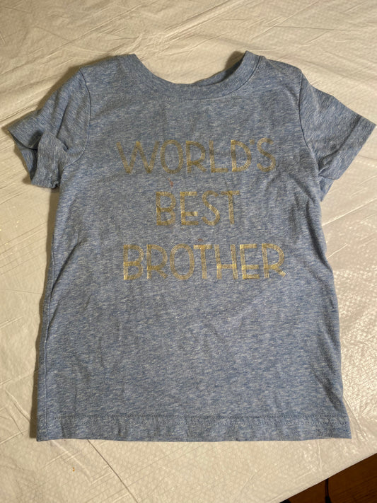 Cat & Jack “World’s Best Brother” Tee (2T) – Heather Blue w/ Gold Print