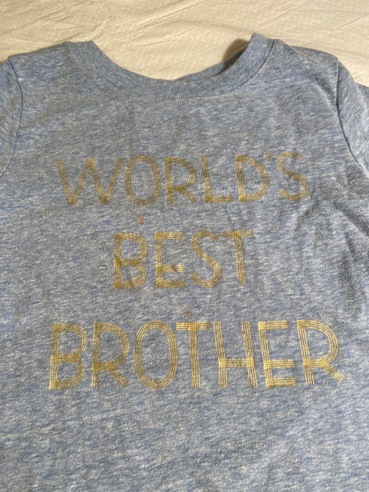 Cat & Jack “World’s Best Brother” Tee (2T) – Heather Blue w/ Gold Print