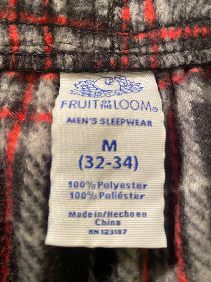 Fruit of the Loom Men’s Red & Black Plaid Sleep Pants - Size M (32-34)